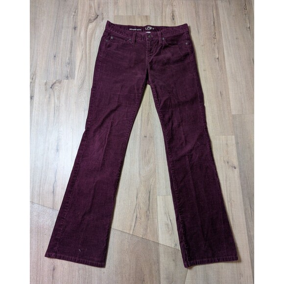 Ann Taylor Loft Corduroy Jeans Size 6 Plum Modern Boot Pants Stretch - Picture 1 of 11